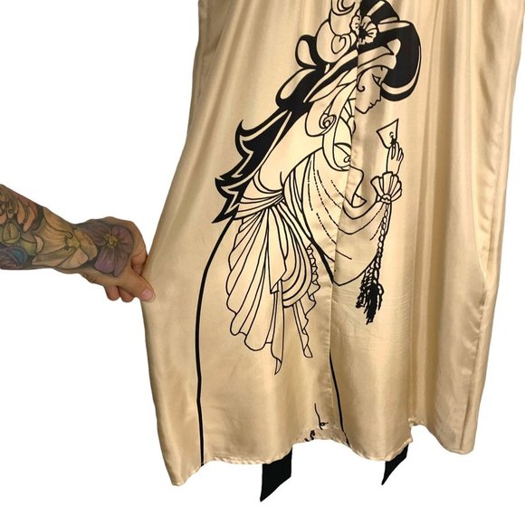 Voom by Joy Han Sleeveless Ruffle Empire Waist Woman Graphic Silk Dress XS - Picture 4 of 11